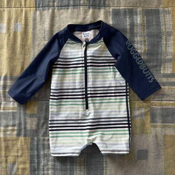 Rugged Butts Swimsuit Baby Boy/Girl Rashguard Long Sleeve Shorts Zip Bundle - Picture 2 of 15